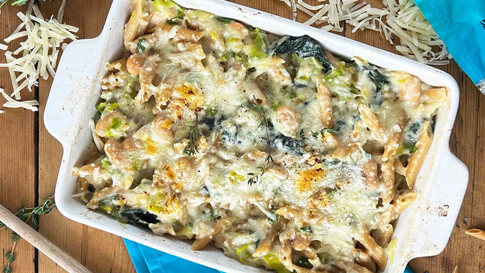 Green Cheesy Bean Pasta Bake